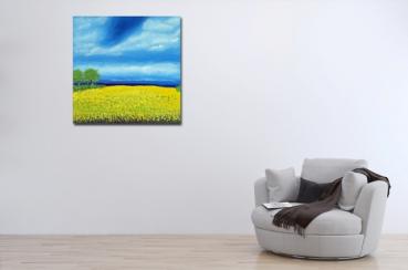 Buy original oil painting landscape painting living area - rapeseed field